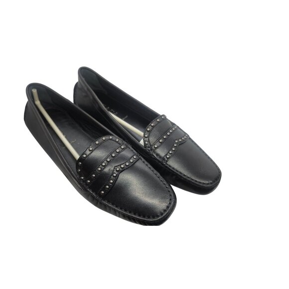 Prada Womens Black Leather Studded Loafers Size 39 original box - Picture 6 of 9